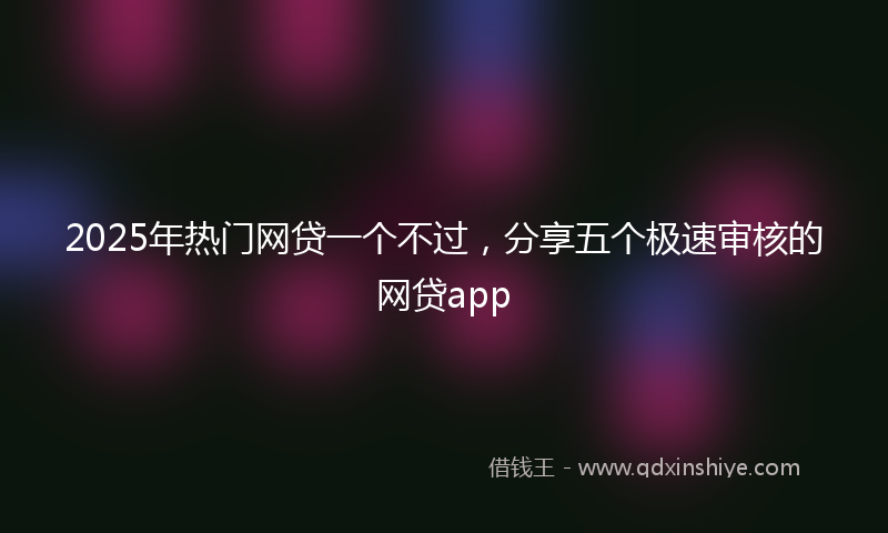 2025年热门网贷一个不过，分享五个极速审核的网贷app