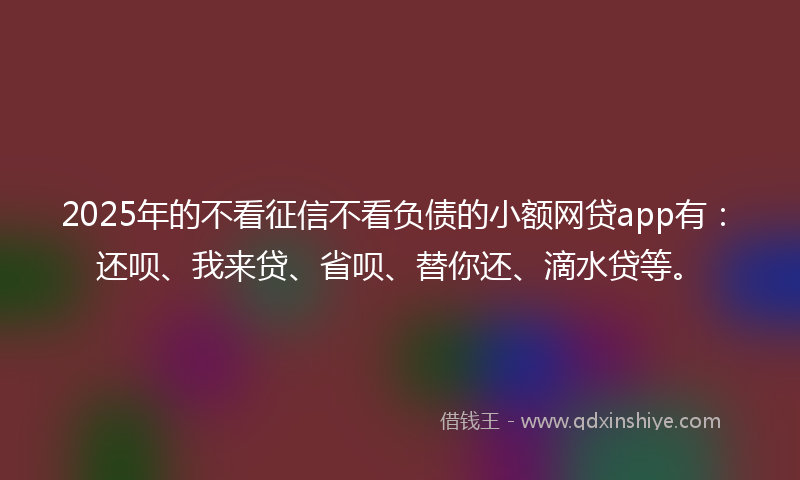 2025年的不看征信不看负债的小额网贷app有：还呗、我来贷、省呗、替你还、滴水贷等。