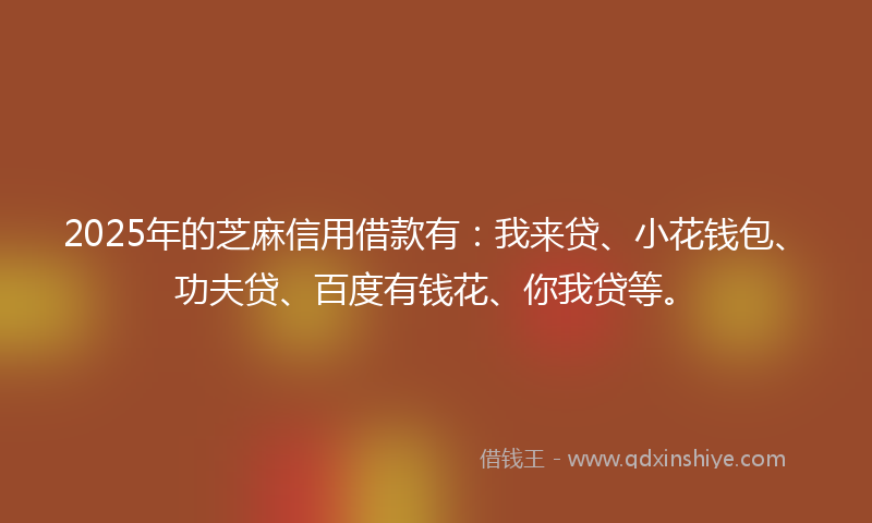 2025年的芝麻信用借款有：我来贷、小花钱包、功夫贷、百度有钱花、你我贷等。