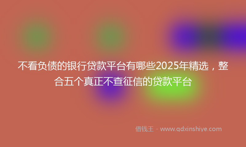 不看负债的银行贷款平台有哪些2025年精选，整合五个真正不查征信的贷款平台
