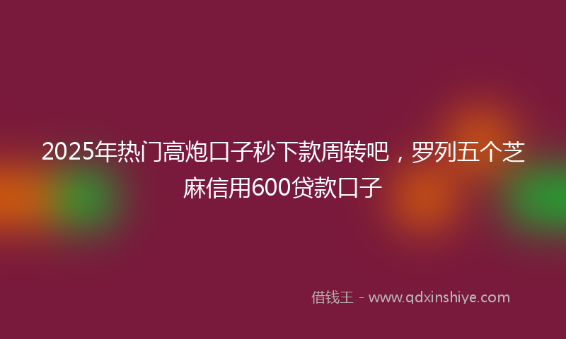 2025年热门高炮口子秒下款周转吧，罗列五个芝麻信用600贷款口子