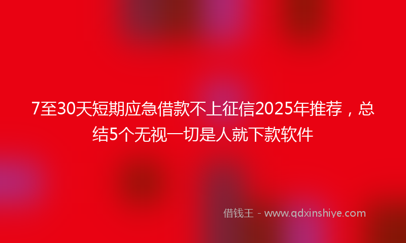 7至30天短期应急借款不上征信2025年推荐，总结5个无视一切是人就下款软件