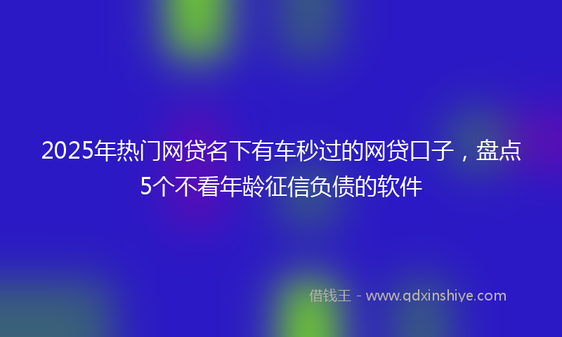 2025年热门网贷名下有车秒过的网贷口子，盘点5个不看年龄征信负债的软件