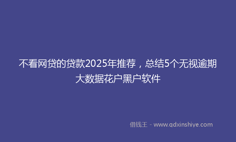 不看网贷的贷款2025年推荐，总结5个无视逾期大数据花户黑户软件