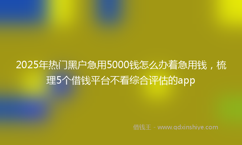 2025年热门黑户急用5000钱怎么办着急用钱，梳理5个借钱平台不看综合评估的app