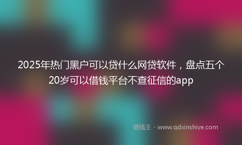 2025年热门黑户可以贷什么网贷软件,盘点五个20岁可以借钱平台不查征信的app