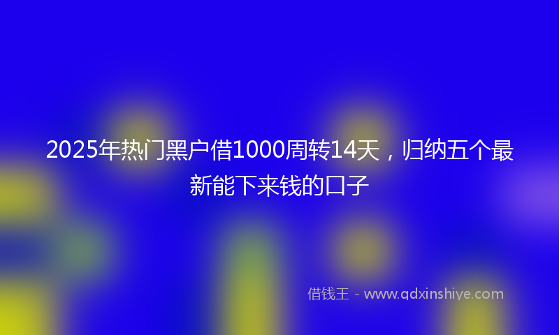 2025年热门黑户借1000周转14天，归纳五个最新能下来钱的口子