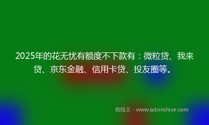 2025年的花无忧有额度不下款有：微粒贷、我来贷、京东金融、信用卡贷、投友圈等。