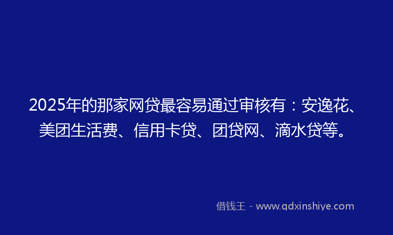 2025年的那家网贷最容易通过审核有：安逸花、美团生活费、信用卡贷、团贷网、滴水贷等。