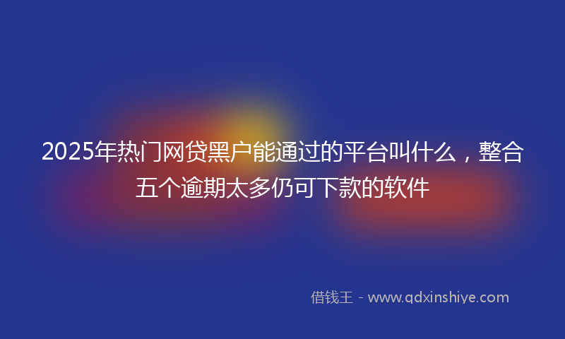 2025年热门网贷黑户能通过的平台叫什么，整合五个逾期太多仍可下款的软件
