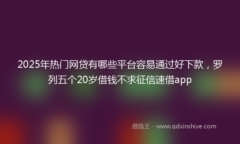 2025年热门网贷有哪些平台容易通过好下款,罗列五个20岁借钱不求征信速借app