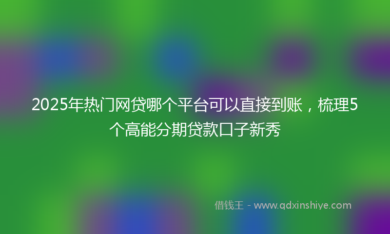 2025年热门网贷哪个平台可以直接到账，梳理5个高能分期贷款口子新秀