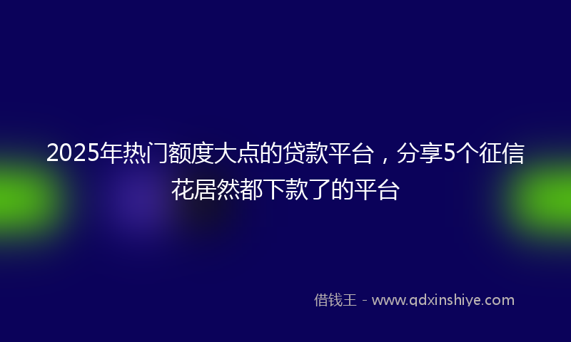 2025年热门额度大点的贷款平台,分享5个征信花居然都下款了的平台