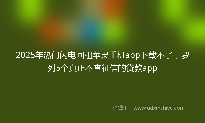 2025年热门闪电回租苹果手机app下载不了,罗列5个真正不查征信的贷款app