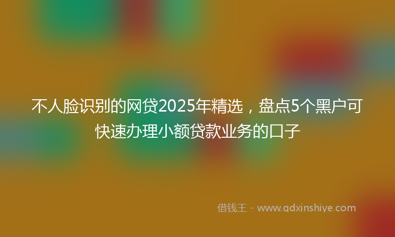 不人脸识别的网贷2025年精选，盘点5个黑户可快速办理小额贷款业务的口子
