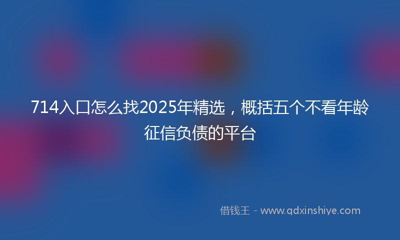 714入口怎么找2025年精选，概括五个不看年龄征信负债的平台