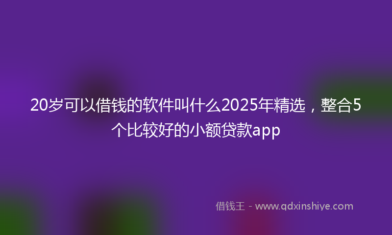 20岁可以借钱的软件叫什么2025年精选，整合5个比较好的小额贷款app