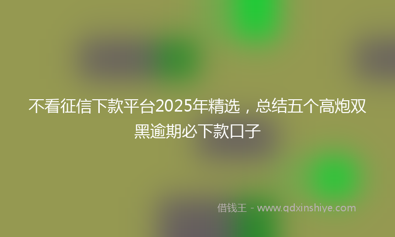 不看征信下款平台2025年精选，总结五个高炮双黑逾期必下款口子