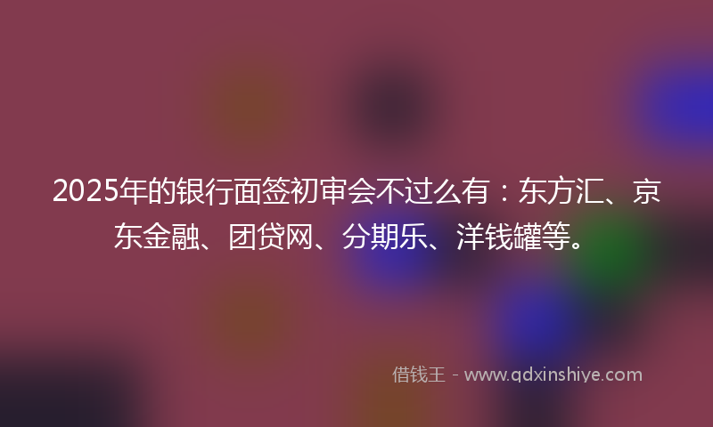 2025年的银行面签初审会不过么有：东方汇、京东金融、团贷网、分期乐、洋钱罐等。