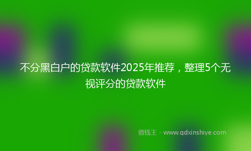 不分黑白户的贷款软件2025年推荐，整理5个无视评分的贷款软件
