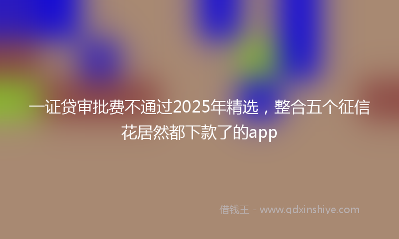 一证贷审批费不通过2025年精选，整合五个征信花居然都下款了的app