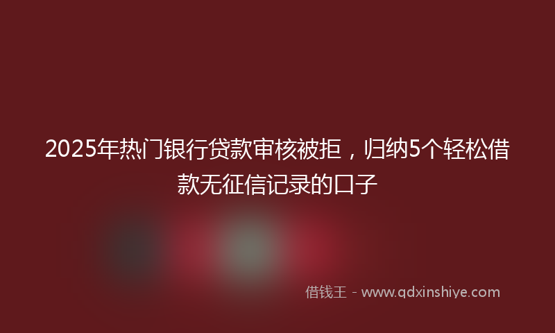 2025年热门银行贷款审核被拒，归纳5个轻松借款无征信记录的口子