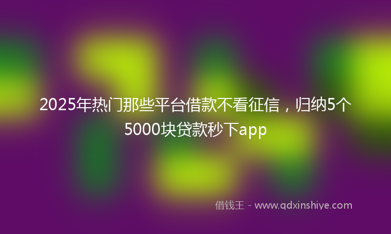 2025年热门那些平台借款不看征信，归纳5个5000块贷款秒下app