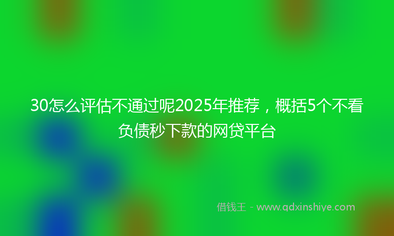 30怎么评估不通过呢2025年推荐，概括5个不看负债秒下款的网贷平台
