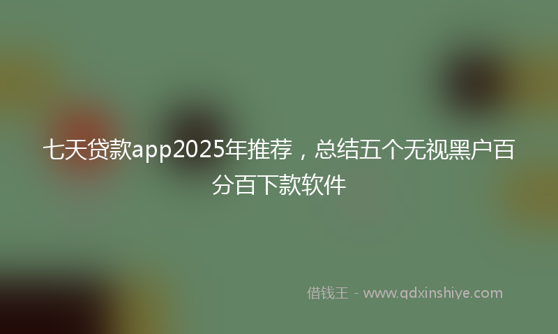 七天贷款app2025年推荐，总结五个无视黑户百分百下款软件