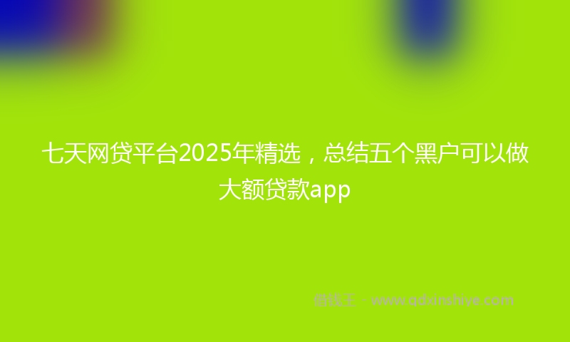 七天网贷平台2025年精选，总结五个黑户可以做大额贷款app
