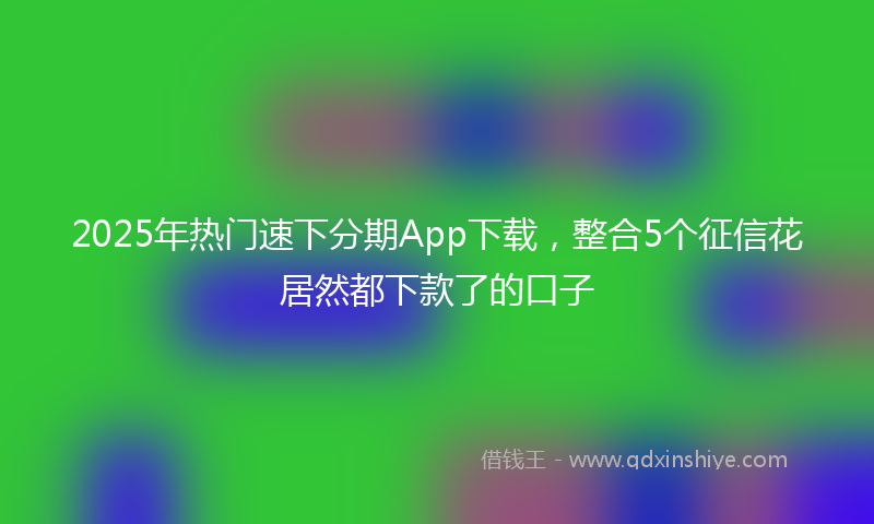 2025年热门速下分期App下载，整合5个征信花居然都下款了的口子