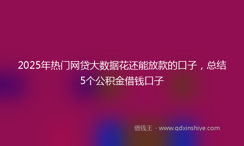 2025年热门网贷大数据花还能放款的口子，总结5个公积金借钱口子