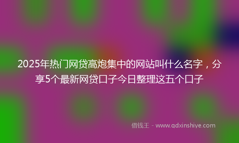 2025年热门网贷高炮集中的网站叫什么名字，分享5个最新网贷口子今日整理这五个口子