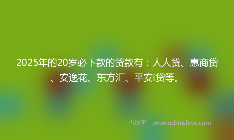 2025年的20岁必下款的贷款有：人人贷、惠商贷、安逸花、东方汇、平安i贷等。
