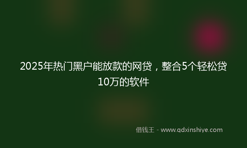 2025年热门黑户能放款的网贷，整合5个轻松贷10万的软件