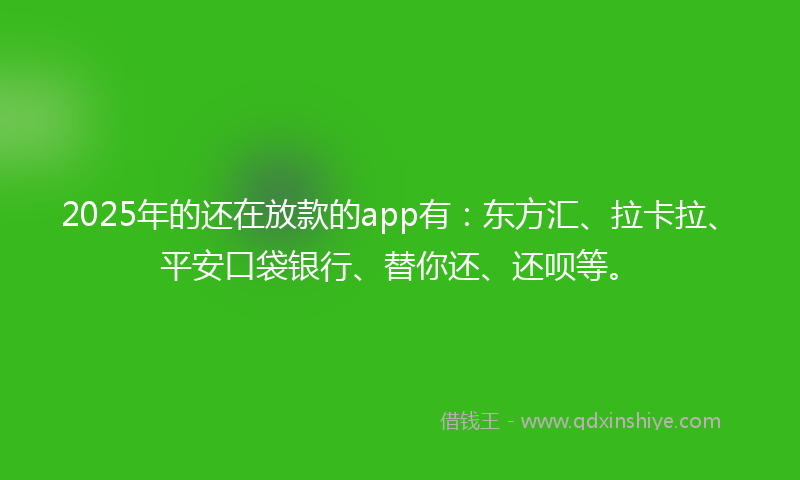 2025年的还在放款的app有:东方汇、拉卡拉、平安口袋银行、替你还、还呗等。