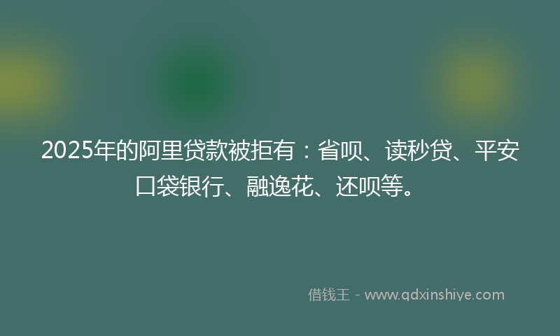 2025年的阿里贷款被拒有：省呗、读秒贷、平安口袋银行、融逸花、还呗等。