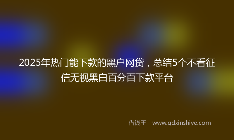 2025年热门能下款的黑户网贷，总结5个不看征信无视黑白百分百下款平台