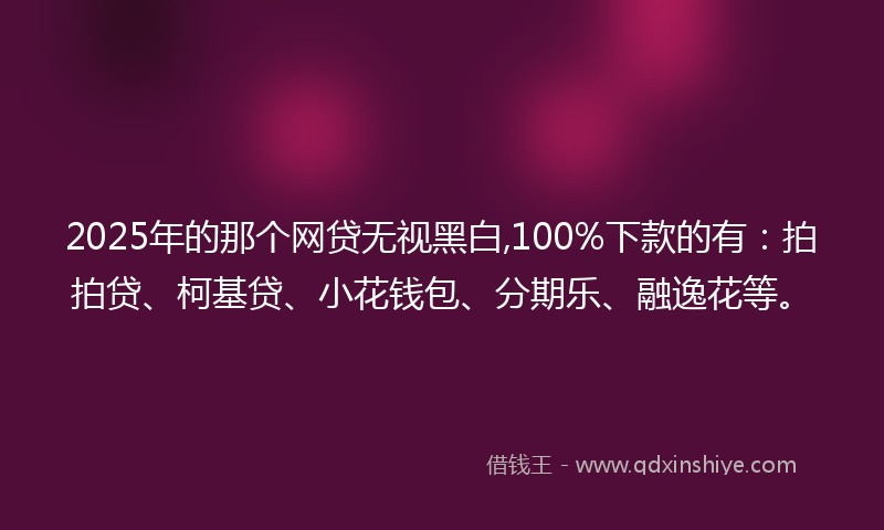 2025年的那个网贷无视黑白,100%下款的有：拍拍贷、柯基贷、小花钱包、分期乐、融逸花等。