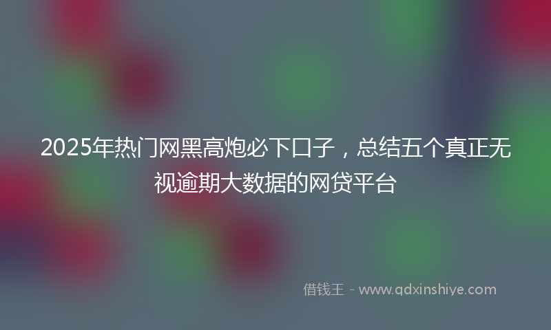 2025年热门网黑高炮必下口子，总结五个真正无视逾期大数据的网贷平台