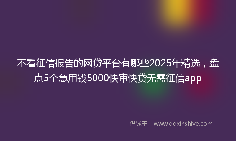 不看征信报告的网贷平台有哪些2025年精选,盘点5个急用钱5000快审快贷无需征信app