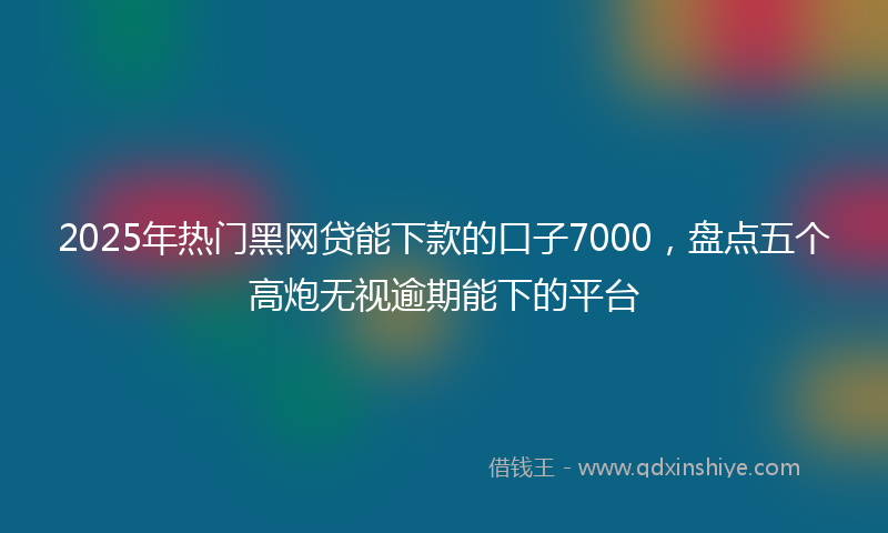 2025年热门黑网贷能下款的口子7000,盘点五个高炮无视逾期能下的平台