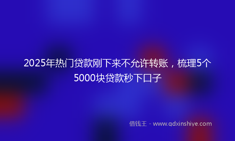 2025年热门贷款刚下来不允许转账，梳理5个5000块贷款秒下口子