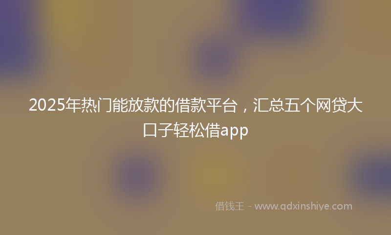2025年热门能放款的借款平台，汇总五个网贷大口子轻松借app