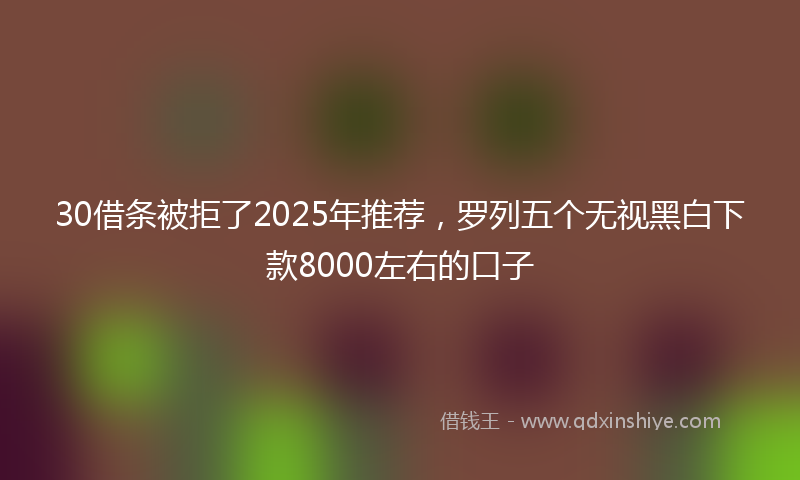 30借条被拒了2025年推荐，罗列五个无视黑白下款8000左右的口子