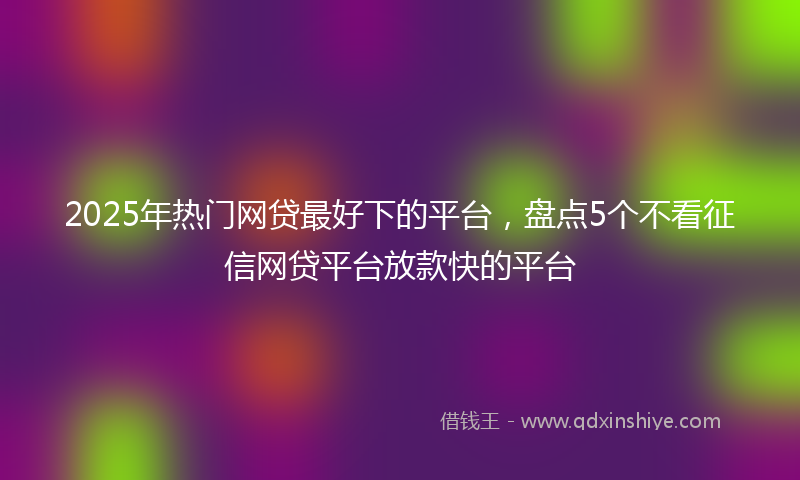 2025年热门网贷最好下的平台，盘点5个不看征信网贷平台放款快的平台