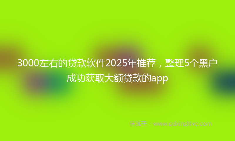 3000左右的贷款软件2025年推荐，整理5个黑户成功获取大额贷款的app