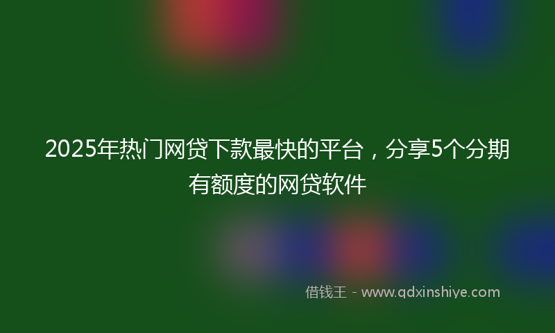 2025年热门网贷下款最快的平台，分享5个分期有额度的网贷软件