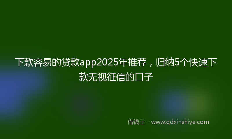 下款容易的贷款app2025年推荐，归纳5个快速下款无视征信的口子