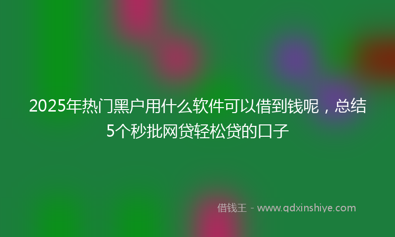2025年热门黑户用什么软件可以借到钱呢，总结5个秒批网贷轻松贷的口子
